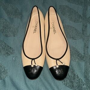 Chanel ballet flats with pearls